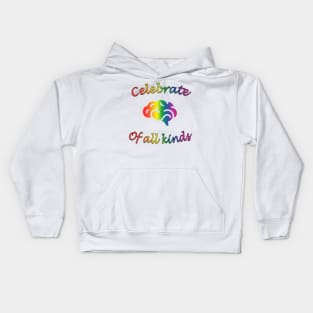 celebrate minds of all kinds rainbow Kids Hoodie